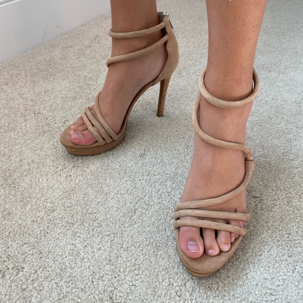 Nude suede sandal platform